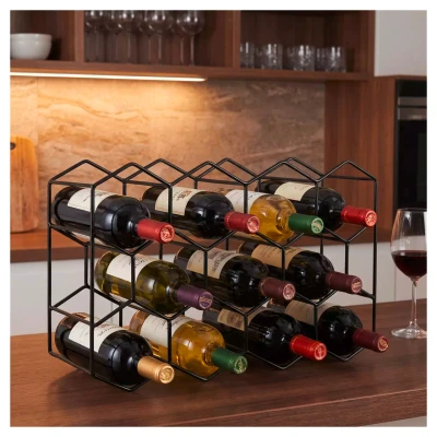 Weinregal 44,5 x 15 x 29,5 cm Metall Schwarz