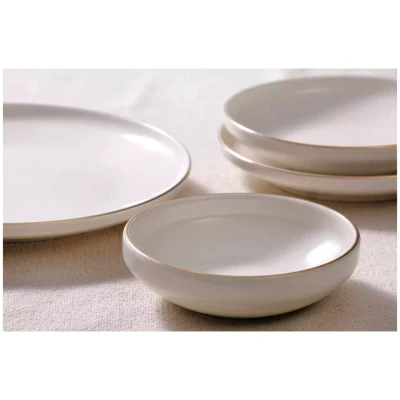 Maastricht Porselein Bord Ligne D'or 21 cm Wit