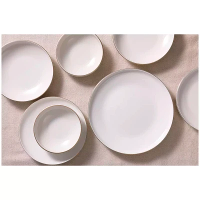 Maastricht Porselein Bord Ligne D'or 21 cm Wit