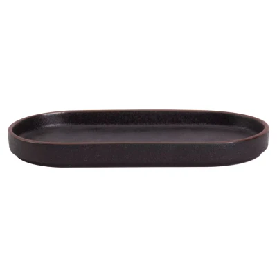 Maastricht Porselein Teller , Cafe , 22 x 11 cm, schwarz