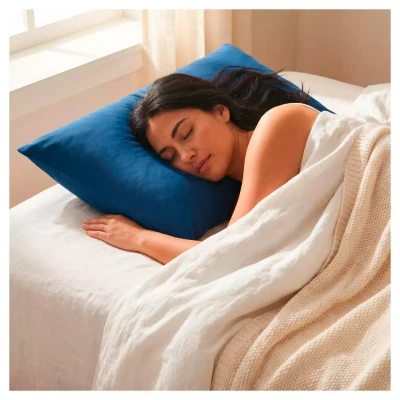 Mammoet Hoofdkussen Ease 60 x 70 cm - blauw - vulgewicht 700 gram - 100% polyester