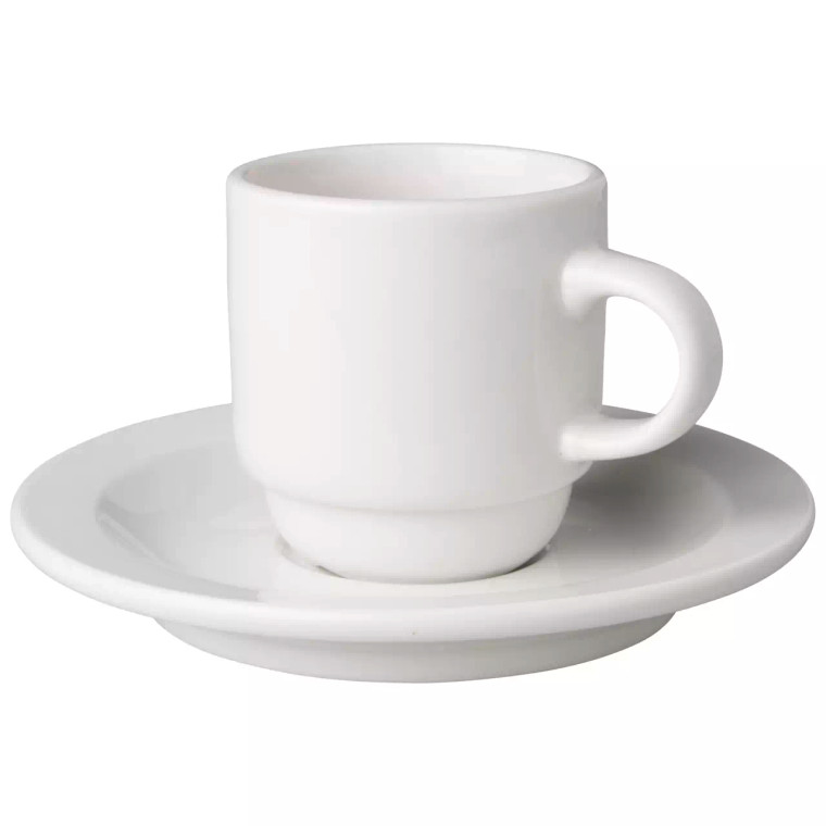 Mammoet Tasse und Untertasse Budgetline Schmal 14 cl 13,5 cm Porzellan Weiß 
