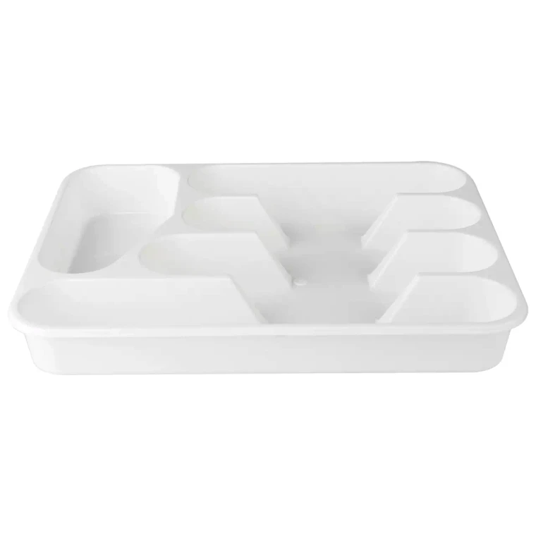 Besteckkasten 35 x 26 x 4,5 cm Kunststoff Weiß 5-Fach