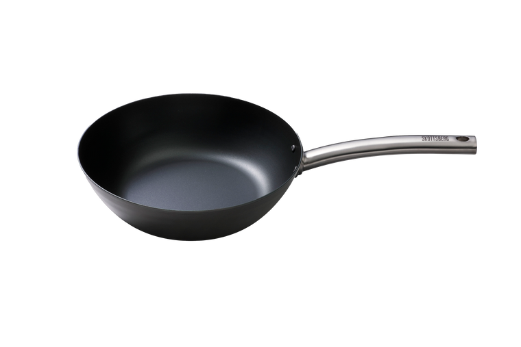 Skottsberg Wok Carbon Steel 28 cm Platte Stahl Schwarz