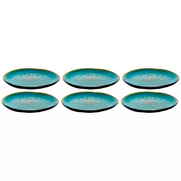 Palmer plate Lotus 27.5 cm Turquoise Black Stoneware 6 pieces