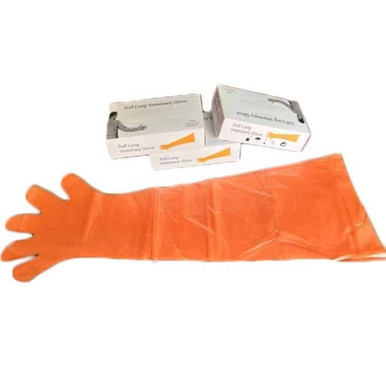 Long Veterinary AI Gloves — 90cm Disposable Shoulder-Length Box of 100