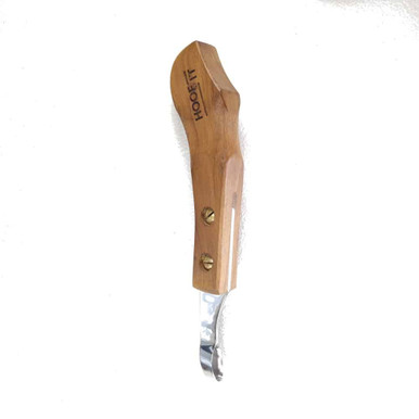 Hoof It Wooden Handle Loop Hoof Knife — Short Blade, Ambidextrous