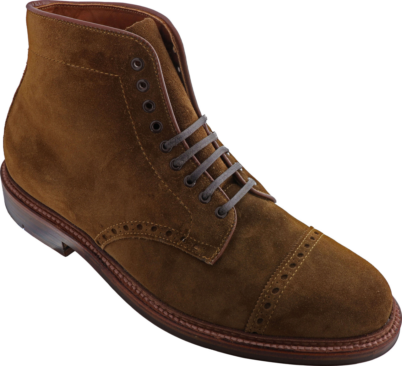 Alden Men's 39702 - Perforated Cap Toe Boot - Snuff Suede