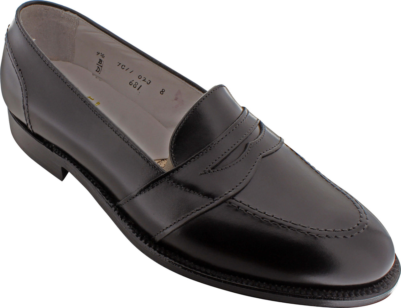 Alden 681 ペニーローファー US9 ブラック カーフ ローファー Alden 681 | Buy Alden Full Strap Slip-On Loafers in Black Calfskin