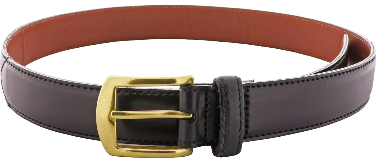 Alden Belts 1.25 Inch Dress Shell Cordovan Belt - Black-Gold