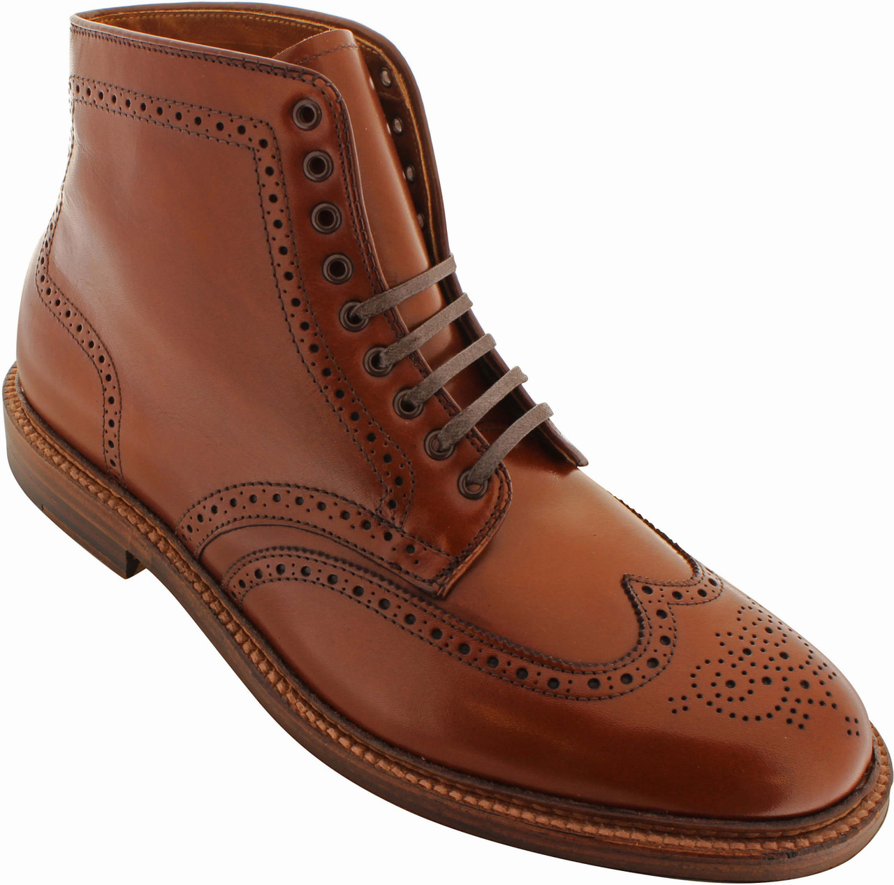 Alden Men's 44618 Wing Tip Boot Dark Tan Calfskin The Shoe Mart