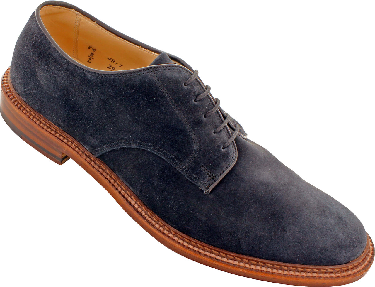 Alden Men's 29331F - Plain Toe Blucher Flex Welt - Navy Suede