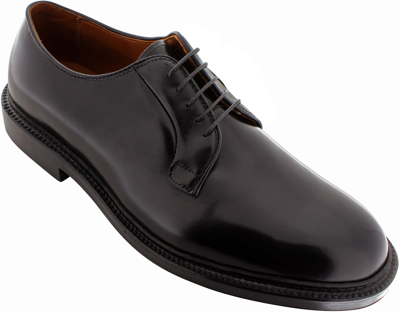 Alden Men's 9909 - Plain Toe Blucher - Black Calfskin