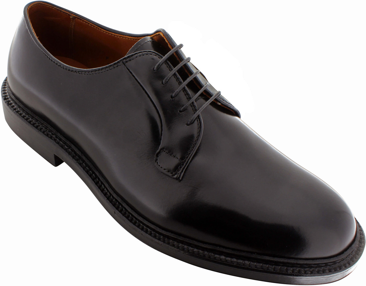Alden Men's 9909 - Plain Toe Blucher - Black Calfskin - The Shoe Mart