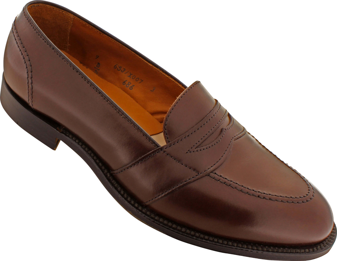 Alden Men's 686 - Full Strap Slip On - Dark Brown Calfskin - The