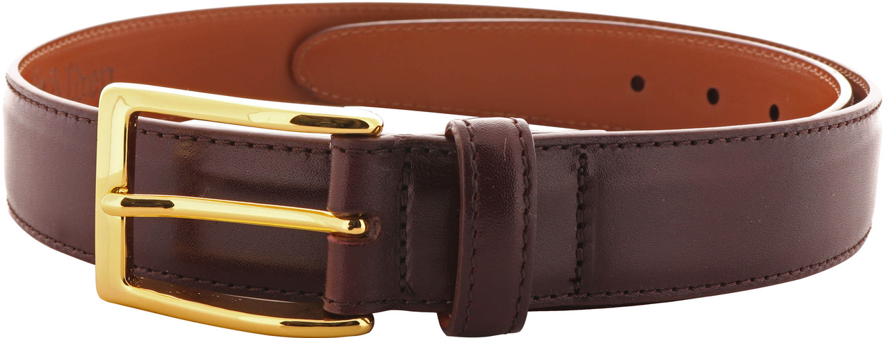 burgundy leather dress belt Alden Belts 30mm Calf V-Neck Dress Calvin Klein Women's Solid COLOR:Dark Purple five evenly spaced eyelets