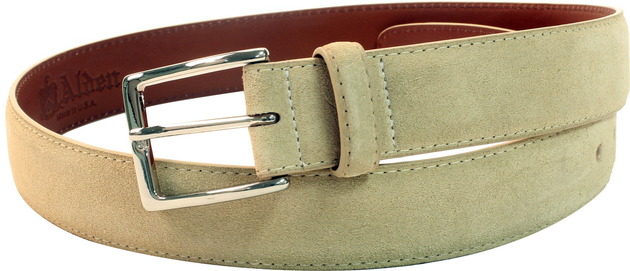 Alden Belts 35mm Suede Dress Belt - Tan-Nickel - The Shoe Mart