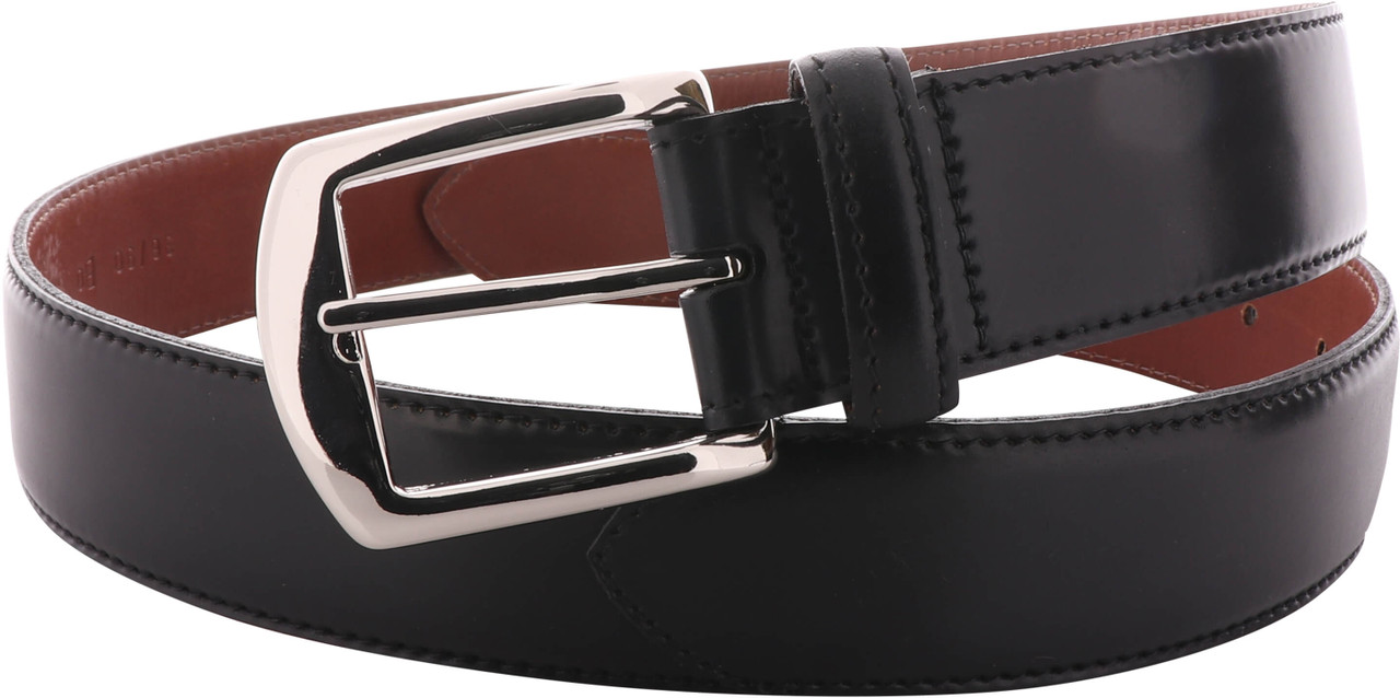 Alden Belts 1.5 Inch Casual Shell Cordovan Belt - Black-Nickel