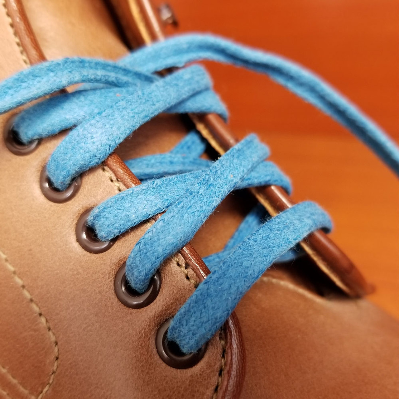 Flat Wide Waxed Boot Laces 54" Cobalt The Shoe Mart