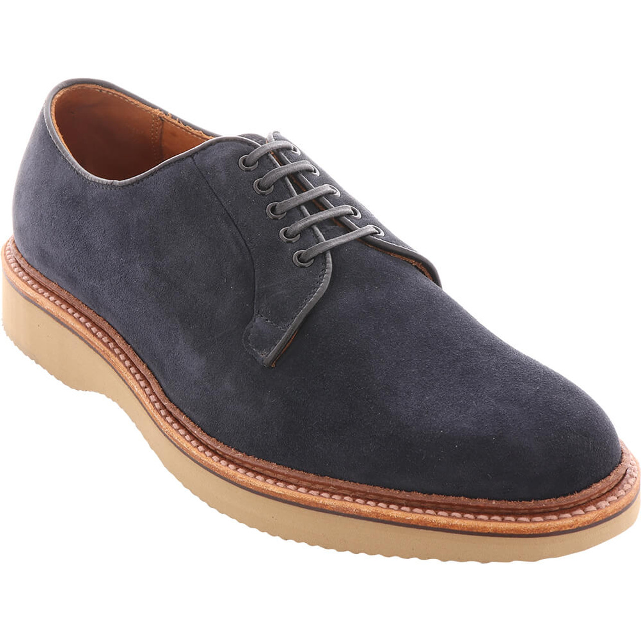 Alden Men's D1410 - Plain Toe Blucher - Navy Suede