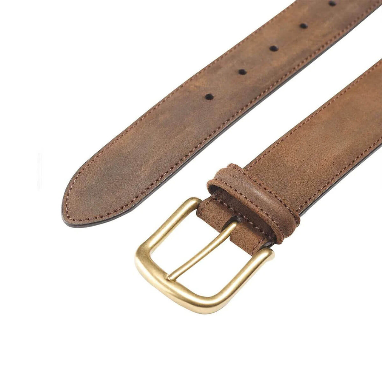 Bark brown suede leather belt