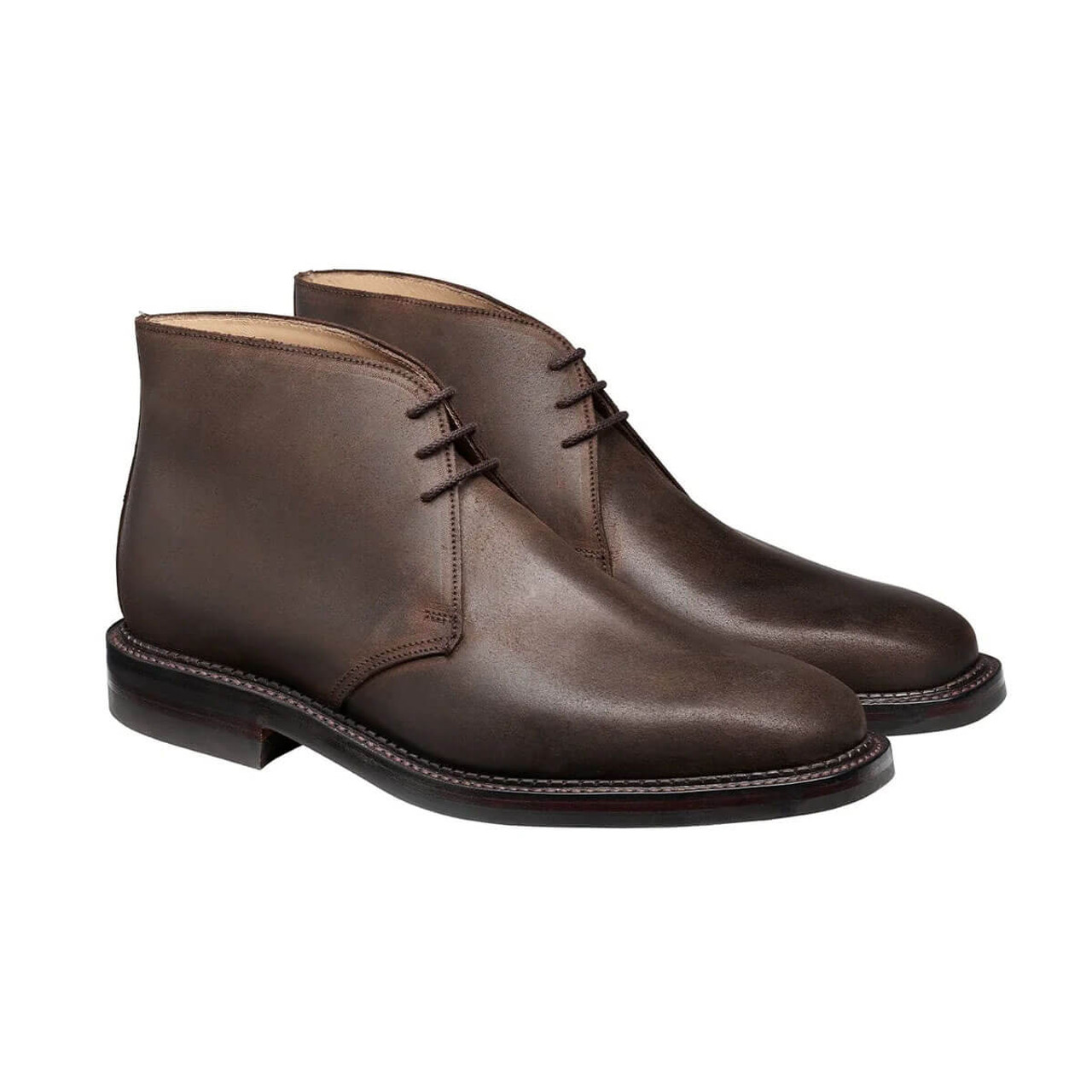 Crockett and Jones Men's Molton Boots - Dark Brown Rough-Out Suede