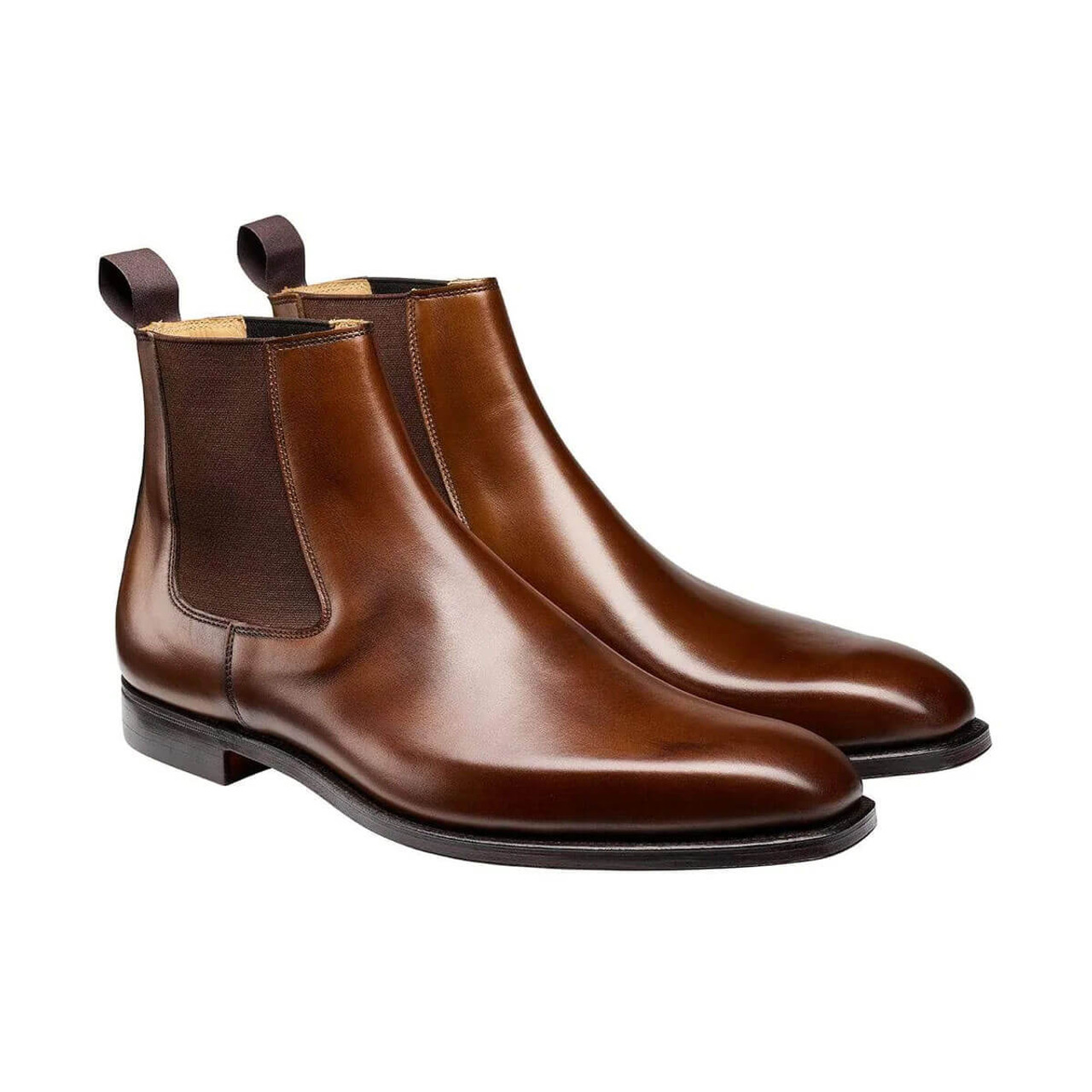 Crockett and Jones Men's Lingfield Boots - Dark Brown Burnished Calf