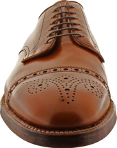Alden Men's D5505 - 6 Eyelet Medallion Cap Toe Oxford - Burnished Dark Tan Calfskin - Image 3