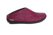 Glerups Unisex Felt Slippers With Rubber Sole BR-07-02 Cranberry-Black - Main Image