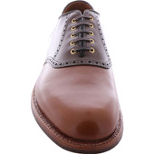 Alden Men's D2319 - Saddle Oxford - Tan Burnished with Dark Brown Calf Saddle - Front