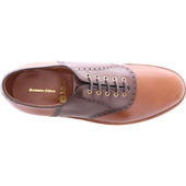 Alden Men's D2319 - Saddle Oxford - Tan Burnished with Dark Brown Calf Saddle - Top