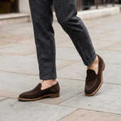 Alden Men's D5107 Pump Loafer Moc Toe Chocolate Suede - Sole