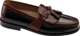 Johnston Murphy Men's Aragon II Kiltie Tassel 20-0592 Black Smooth-Antique Mahogany Waxed Loading Image