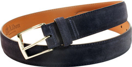 Alden Belts 35mm Suede Dress Belt - Navy-Nickel Loading Image