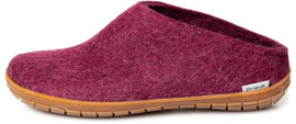Glerups Unisex Felt Slippers With Rubber Sole BR-07 Red Loading Image