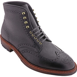 Alden Shoes Men's Wing Tip Boot D9839HC Black Scotch Grain - The