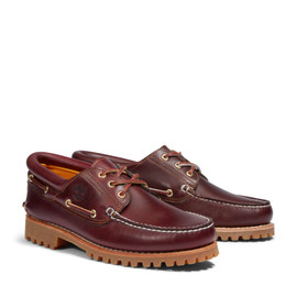 Timberland Men's 3-Eye Lug Handsewn Boat Shoes TB050009648 Burgundy  Full-Grain