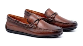 Martin Dingman Men's Braided Bit Loafer Bourbon Pebble Grain Leather Loading Image