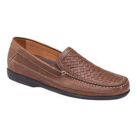 Johnston Murphy Men's Locklin Woven Venetian 25-3996 Tan Oiled Full Grain Leather Loading Image