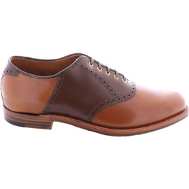 Alden Men's D2319 - Saddle Oxford - Tan Burnished with Dark Brown Calf Saddle