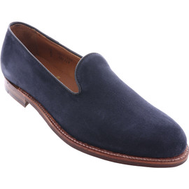 Alden Men's D2111F Pump Loafer Navy Suede Loading Image