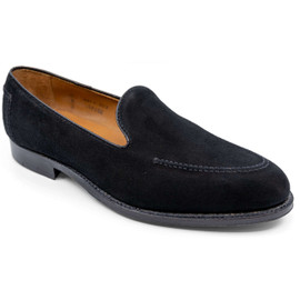 Alden Men's D5108 Pump Loafer Moc Toe Black Kid Suede Loading Image