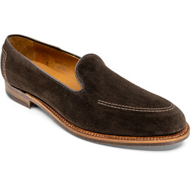 Alden Men's D5107 Pump Loafer Moc Toe Chocolate Suede Loading Image