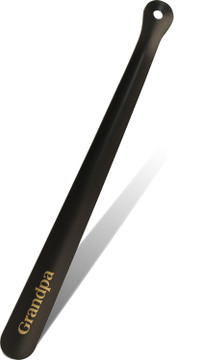Metal Shoe Horn 16 in - Made in the USA - Classic Black-Gold Grandpa Loading Image