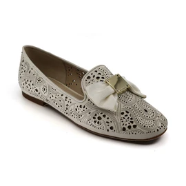 Cole Haan Women's W18366 - Tali Soft Bow Loafer Ivory Leather Loading Image