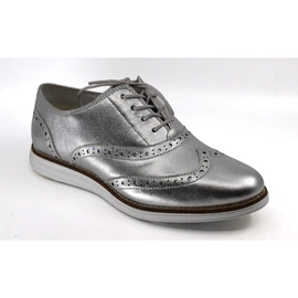 Cole Haan Women's W24597 - ØriginalGrand Wingtip II Silver Talca Loading Image