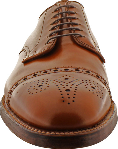 Alden Men's D5505 - 6 Eyelet Medallion Cap Toe Oxford - Burnished Dark Tan  Calfskin