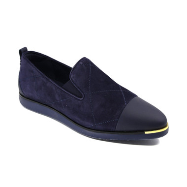 Cole Haan Women's W20781 - Grand Ambition Slip-On Loafer Marine Blue Quilted Suede - Main Image