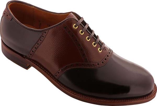 cordovan and black saddle shoes