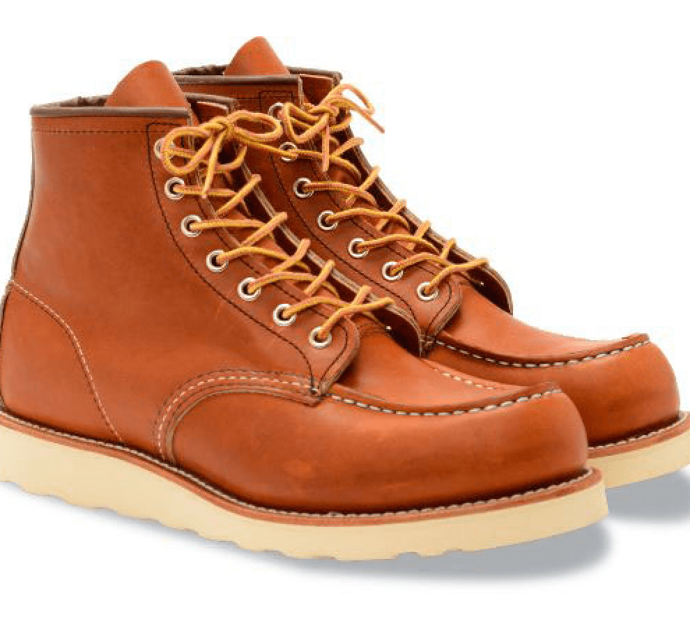 Red Wing Heritage Classic Moc amber leather moc-toe boots with white wedge sole